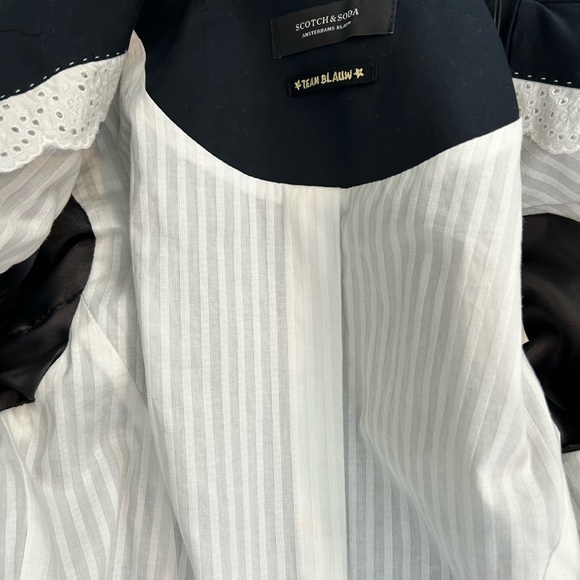 NWT Scotch & Soda Cotton Navy Blue Blazer with Military Braid Trim SZ XS - Picture 9 of 11